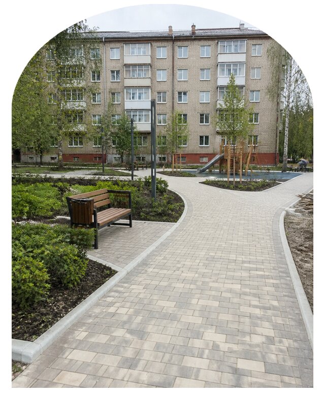 Благоустройство двора МКД под ключ в Партизанске от 268325 р. | Метпроект-Прт